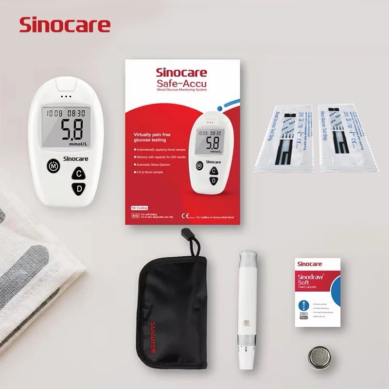 Sinocare Glucometer Plus 50 Strips & 50 Lancets