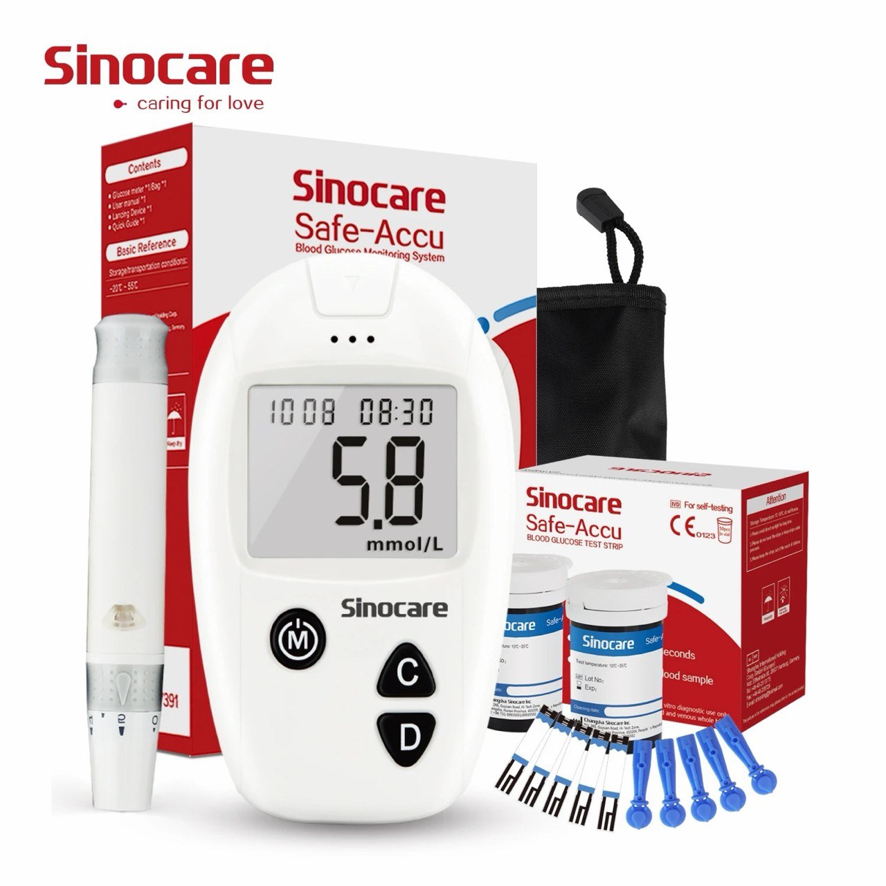 Sinocare Glucometer Plus 50 Strips & 50 Lancets - Image 3